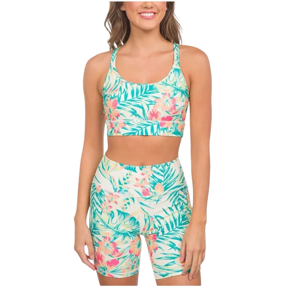 Hurley Floral Sports Bra & Biker Shorts Set | Size Small 🌸